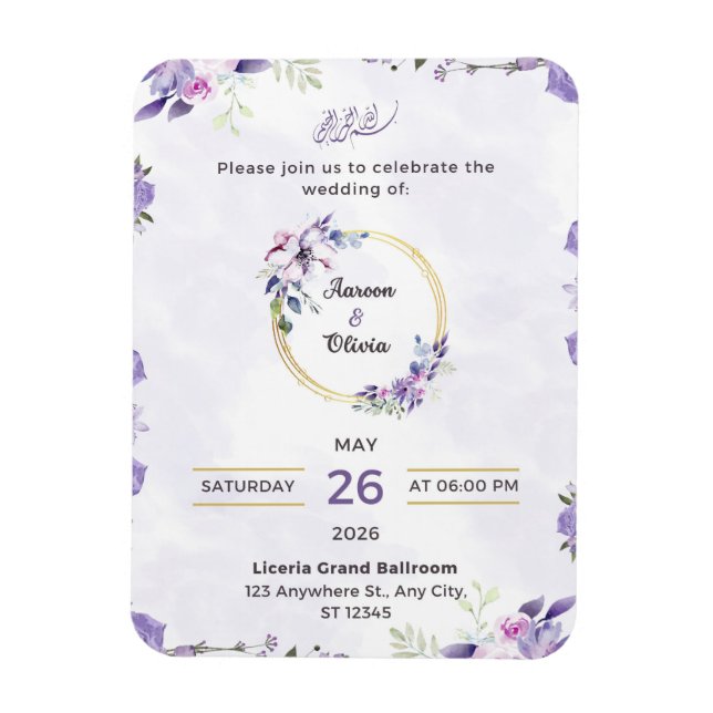 Magnet Flexible Invitation de carte de mariage moderne avec tablea (Vertical)