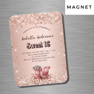 Magnet Flexible Invitation de luxe calèche rose gold pour Sweet 16