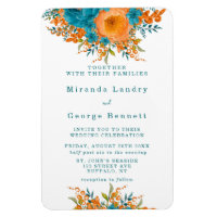 Invitation de mariage turquoise et orange de fleur
