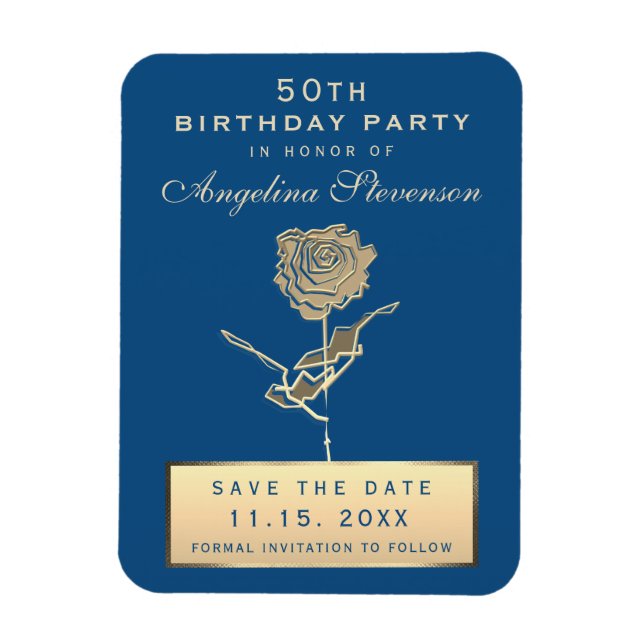 Magnet Flexible Invitation de sauvegarde de date pour 50e annivers (Vertical)