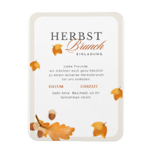 Magnet Flexible Invitation élégante de brunch d'automne Crème & Or