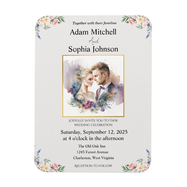 Magnet Flexible Invitation traditionnelle à un mariage photo (Vertical)
