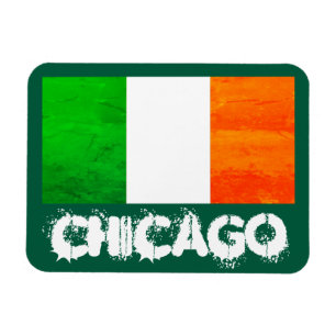 Magnet Flexible Irlandais à Chicago avec le drapeau de l'Irlande -