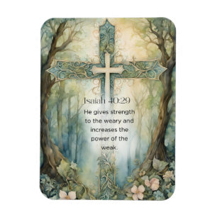 Magnet Flexible Isaïe 40:29 Verset Biblique Croix Chrétienne Encou