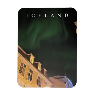 Magnet Flexible Islande Aurores boréales au-dessus de Reykjavik ai