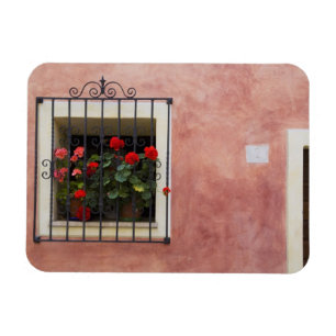 Magnet Flexible Italie, Asciano, Boîtes de fenêtres avec printemps