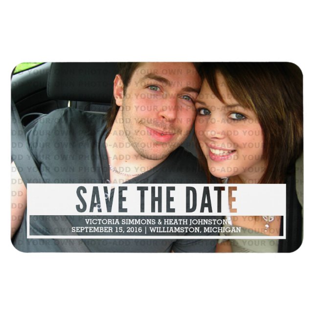 Magnet Flexible Ivory Modern Cut Out Enregistrer l'aimant Date (Horizontal)