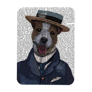 Magnet Flexible Jack Russell dans le chapeau en paille 2