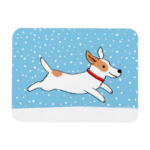 Magnet Flexible Jack Russell Terrier - chien heureux de neige