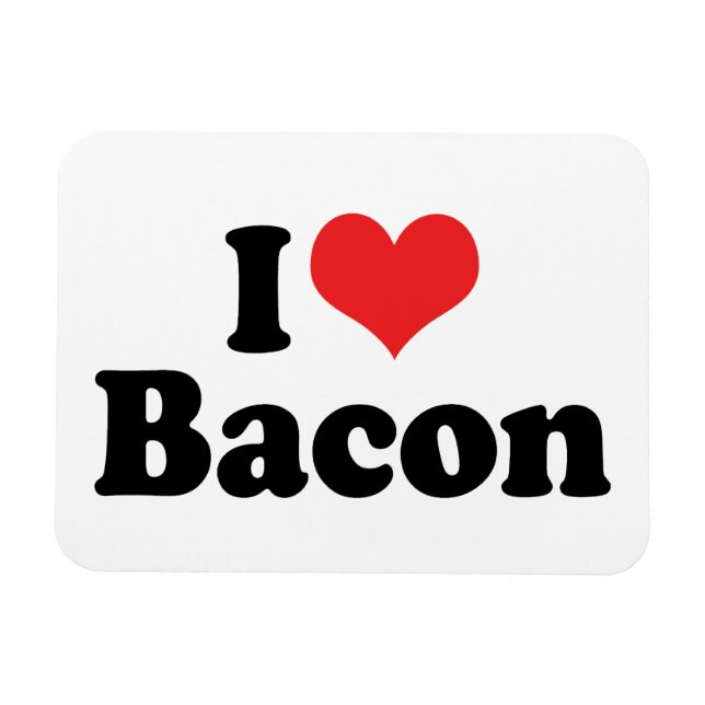 Magnet Flexible J'adore le bacon au cœur - Amoureux du bacon (Horizontal)