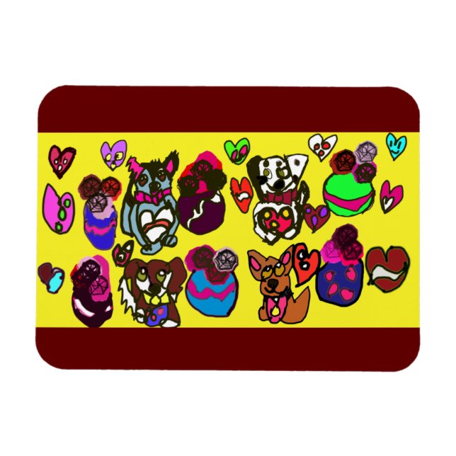 Magnet Flexible J'ai le coeur chiens mug boiseries boîte signe car (Horizontal)