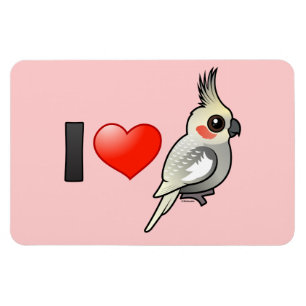 Magnet Flexible J'aime les Cockatiels ornés de paillettes