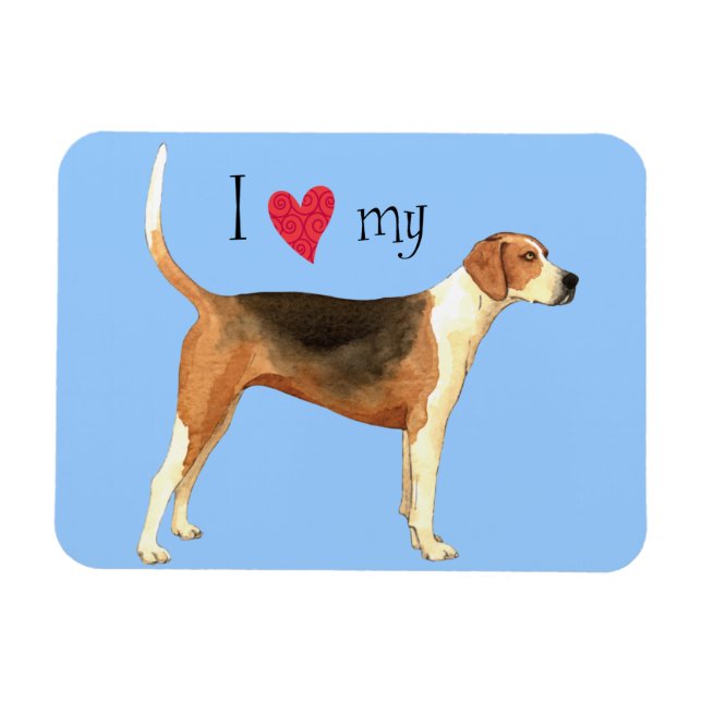 Magnet Flexible J'aime mon American Foxhound (Horizontal)