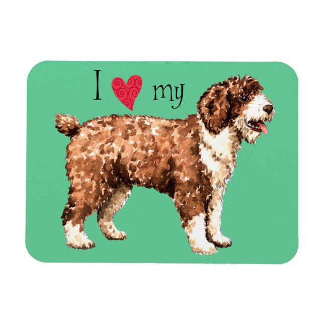 Magnet Flexible J'aime mon chien d'eau espagnol (Horizontal)