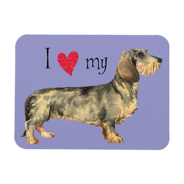 Magnet Flexible J'aime mon Dachshund À poils durs (Horizontal)