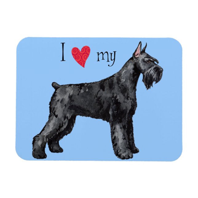 Magnet Flexible J'aime mon Schnauzer géant (Horizontal)