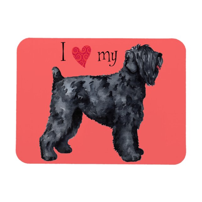 Magnet Flexible J'aime mon Terrier russe noir (Horizontal)