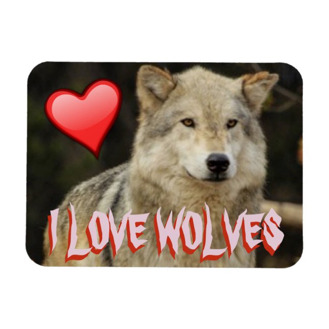 MAGNET FLEXIBLE J'AIME TROP LES LOUPS - LES LOUPS SONT BEAUX ET LI (Horizontal)