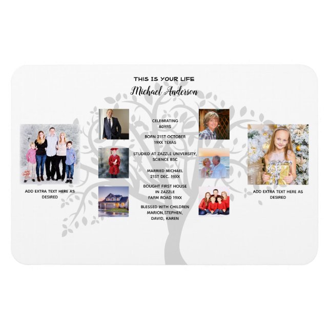Magnet Flexible Jalons d'anniversaire PHOTO COLLAGE Family Tree Ca (Horizontal)