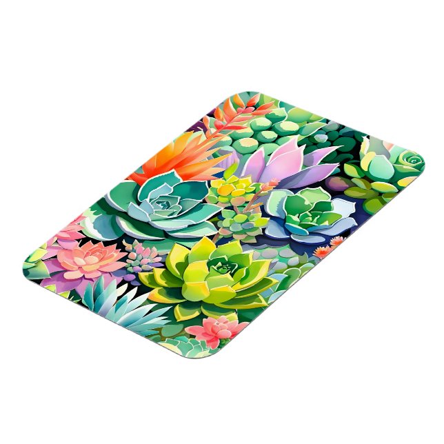 Magnet Flexible Jardin botanique de succulentes coloré d'été (Côté Gauche)