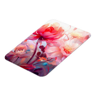 Magnet Flexible Jardin de pivoines fleuries aquarelle