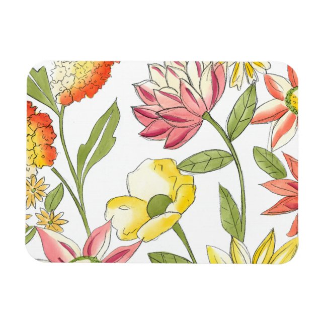 Magnet Flexible Jardin fleuri avec Arrière - plan blanc (Horizontal)