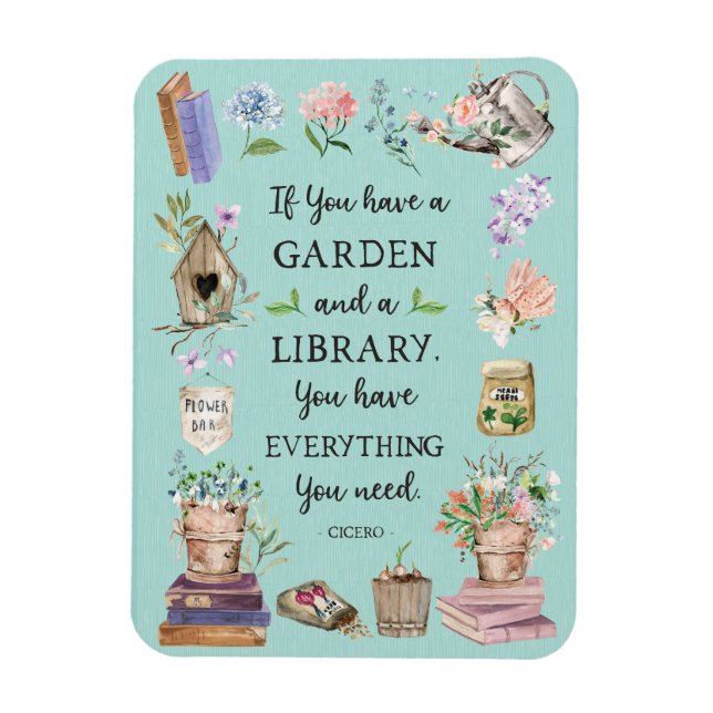 Magnet Flexible Jardinage et bibliothèque Citation Jardin Floral (Vertical)