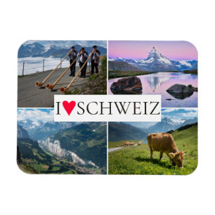 Magnet Flexible Je aime souvenir photo collage de la Suisse