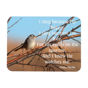 Magnet Flexible Je chante parce que je suis heureux Sparrow