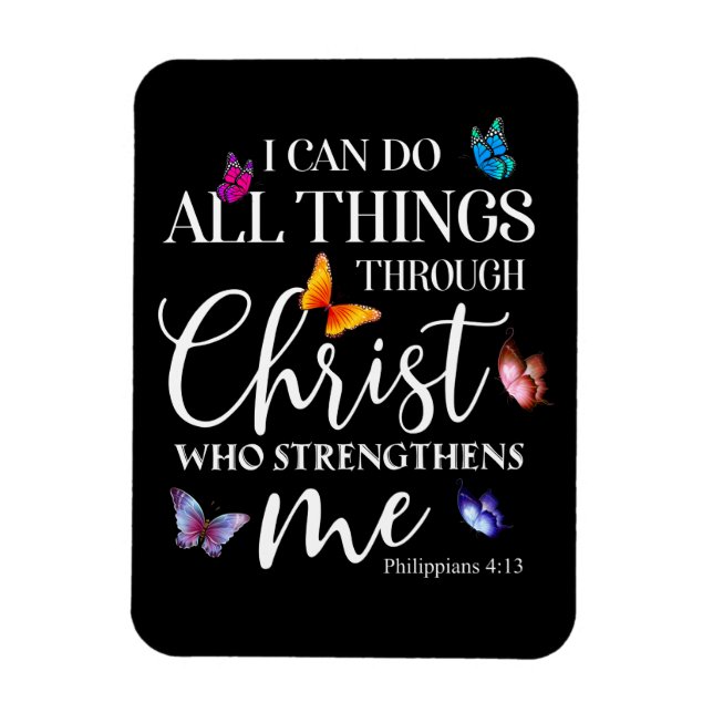 Magnet Flexible Je Peux Faire Tout Par L'Art Du Papillon Christ (Vertical)