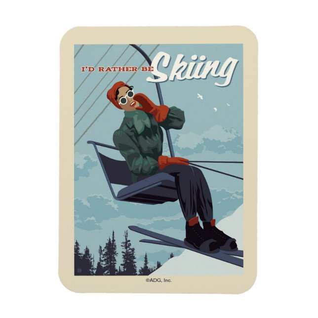 Magnet Flexible Je préfère skier Imprimer (Vertical)