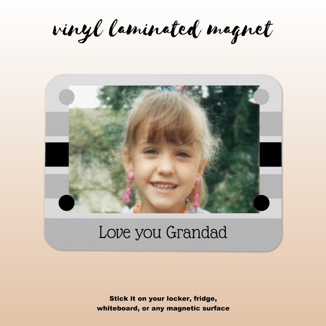 Magnet Flexible Je t'aime Grand-père gris et noir photo (Créateur téléchargé)