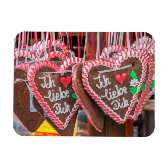 Magnet Flexible Je T'Aime Les Coeurs En Pain D'Oeuvre Pendant Les  (Horizontal)