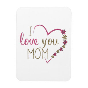 Magnet Flexible Je t'aime Maman Coeur Parties scintillant