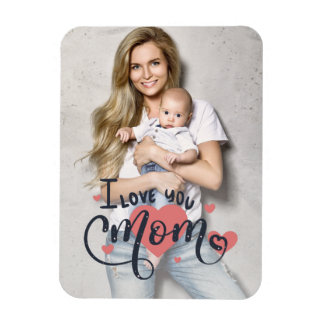 Magnet Flexible Je t'aime maman typographie du coeur photo de la m