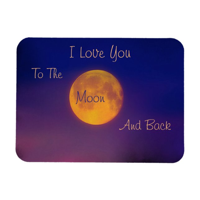 Magnet Flexible Je t'aime sur la lune et le revers (Horizontal)