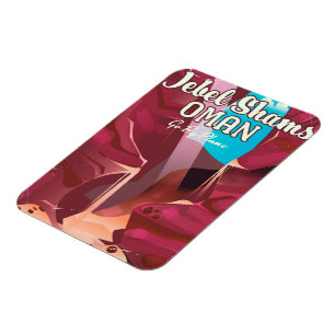 Magnet Flexible Jebel Shams, affiche de voyage d'Oman vintage.