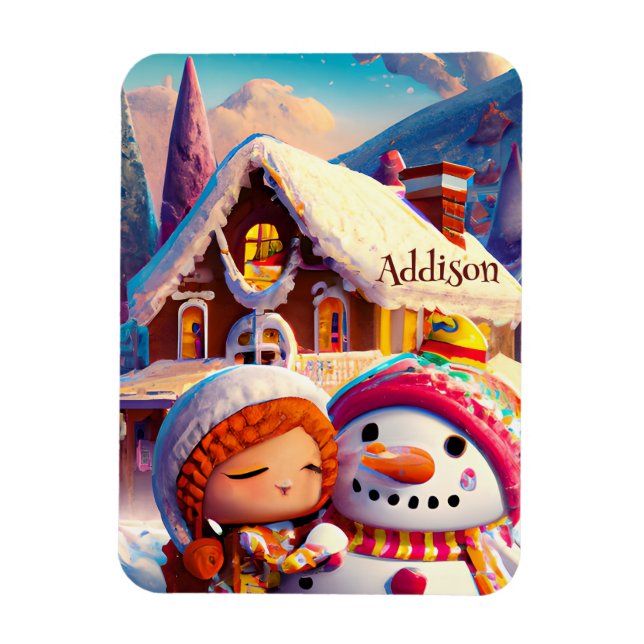 Magnet Flexible Jeu d'argile de Noël Pain d'épices Snowman hiver (Vertical)