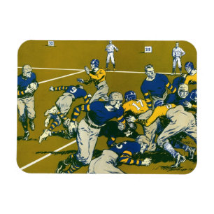 Magnet Flexible Jeu de football vintage, équipes or contre bleu
