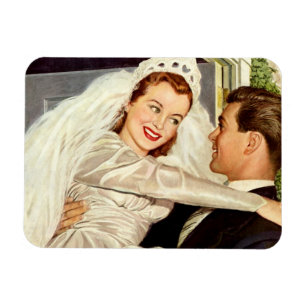 Magnet Flexible Jeunes mariés de mariage vintage, heureuse mariée 