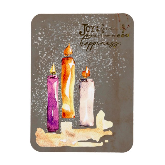 Magnet Flexible Joie ! Trio de bougies aquarelle Sparkle Holiday (Vertical)