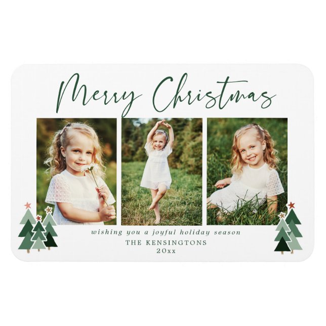 Magnet Flexible Joli arbre de Noël vert Vacances 3 Photo (Horizontal)