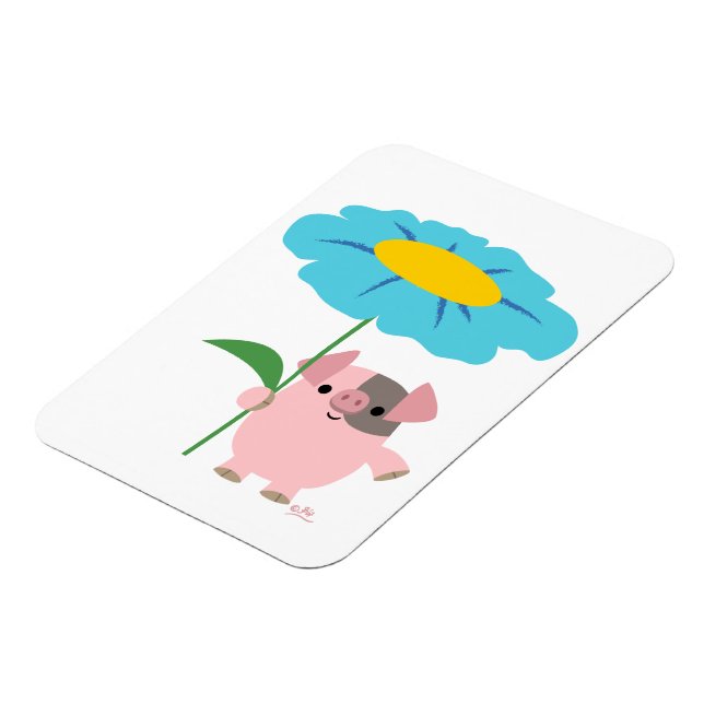 Magnet Flexible Joli Cochon De Cartoon Avec Cadeau (Bleu) Aimant F (Côté Gauche)