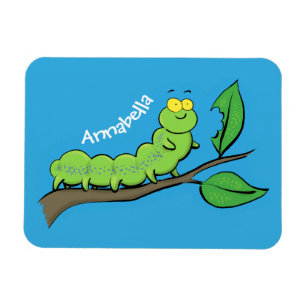 Magnet Flexible Joli dessin animé de chenille verte mignonne
