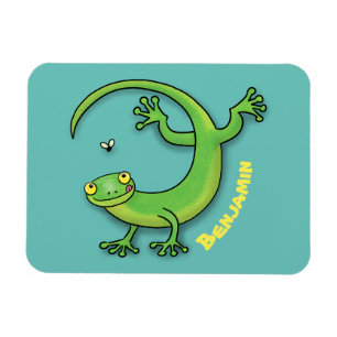 Magnet Flexible Joli gecko vert salutations avec dessin animé