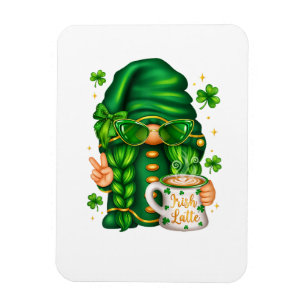 Magnet Flexible Joli gnome de la Saint-Patrick buvant du café