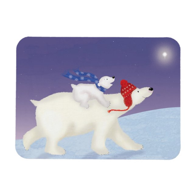 Magnet Flexible Joli ours polaire et petit aimant de Noël (Horizontal)