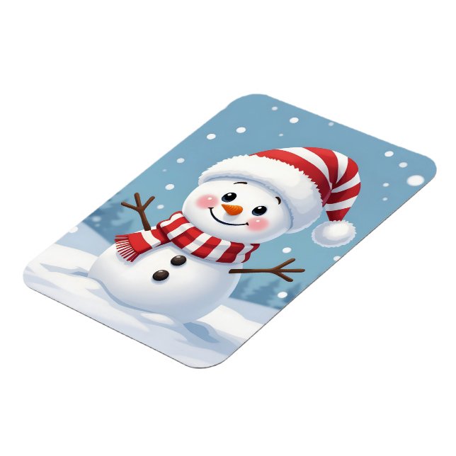 Magnet Flexible Joli petit bonhomme de neige avec écharpe et chape (Côté Gauche)