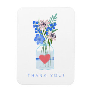Magnet Flexible Joli pot de maçon coeur floral remerciement