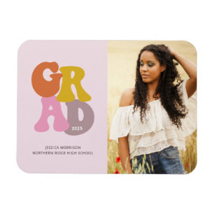 Magnet Flexible Joli Retro les années 70 rose Photo Grad Faire-par